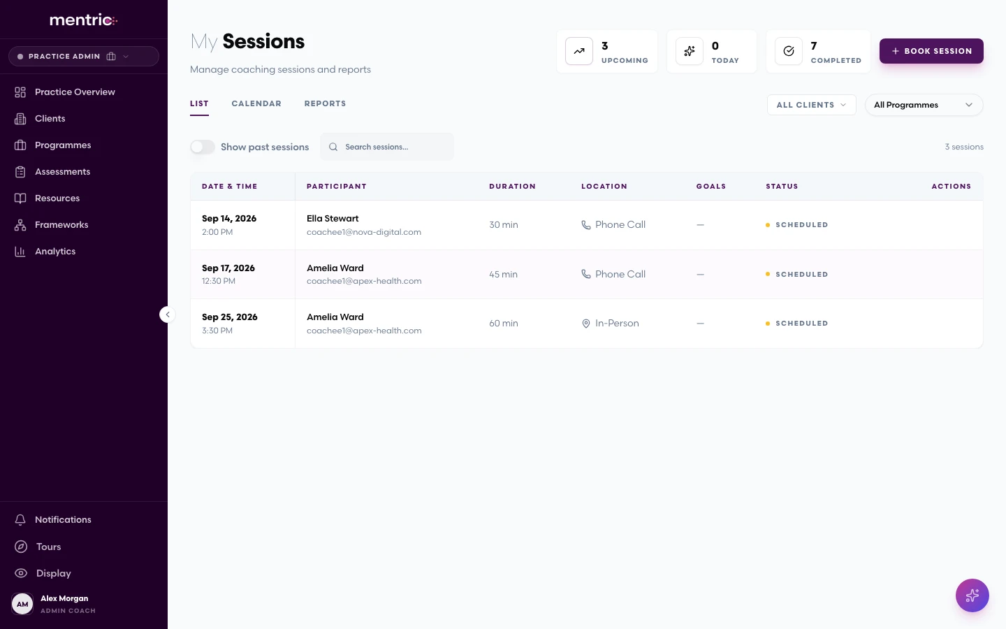 Mentric session management